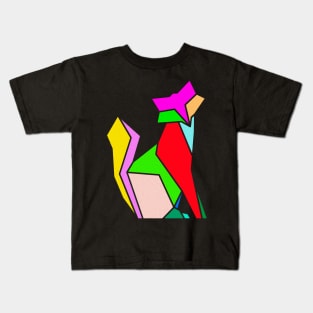 Geometric cat in bright colors. Kids T-Shirt